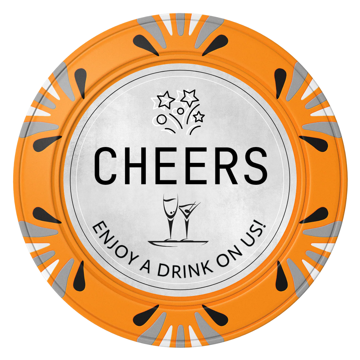 Chique Wedding Token Clay Poker Chips - Orange / Macau / 40mm - Front
