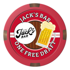 Jack's Bar Composite & Metal Hybrid Poker Chips - Red / 4 Spot - Front