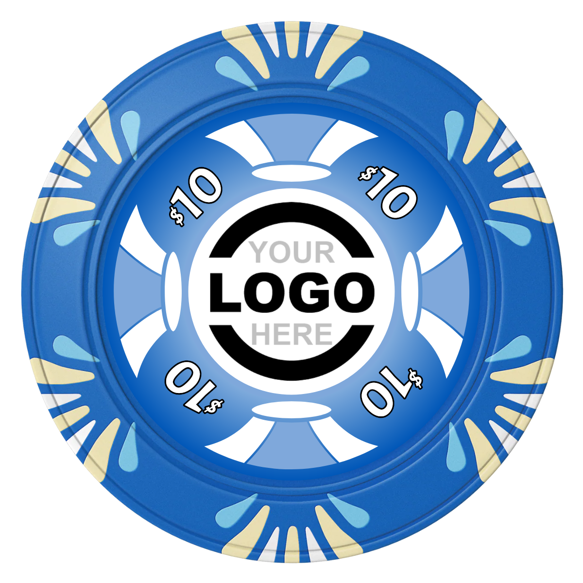 Alan Baker 4-2S A Clay Poker Chips - Blue / Macau / 40mm - Front