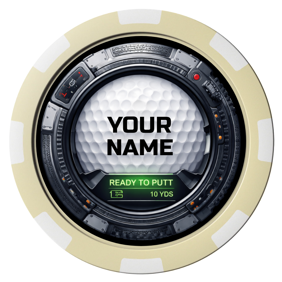 Auto Marked IV Composite Poker Chips - Ivory / 8 Spot - Front