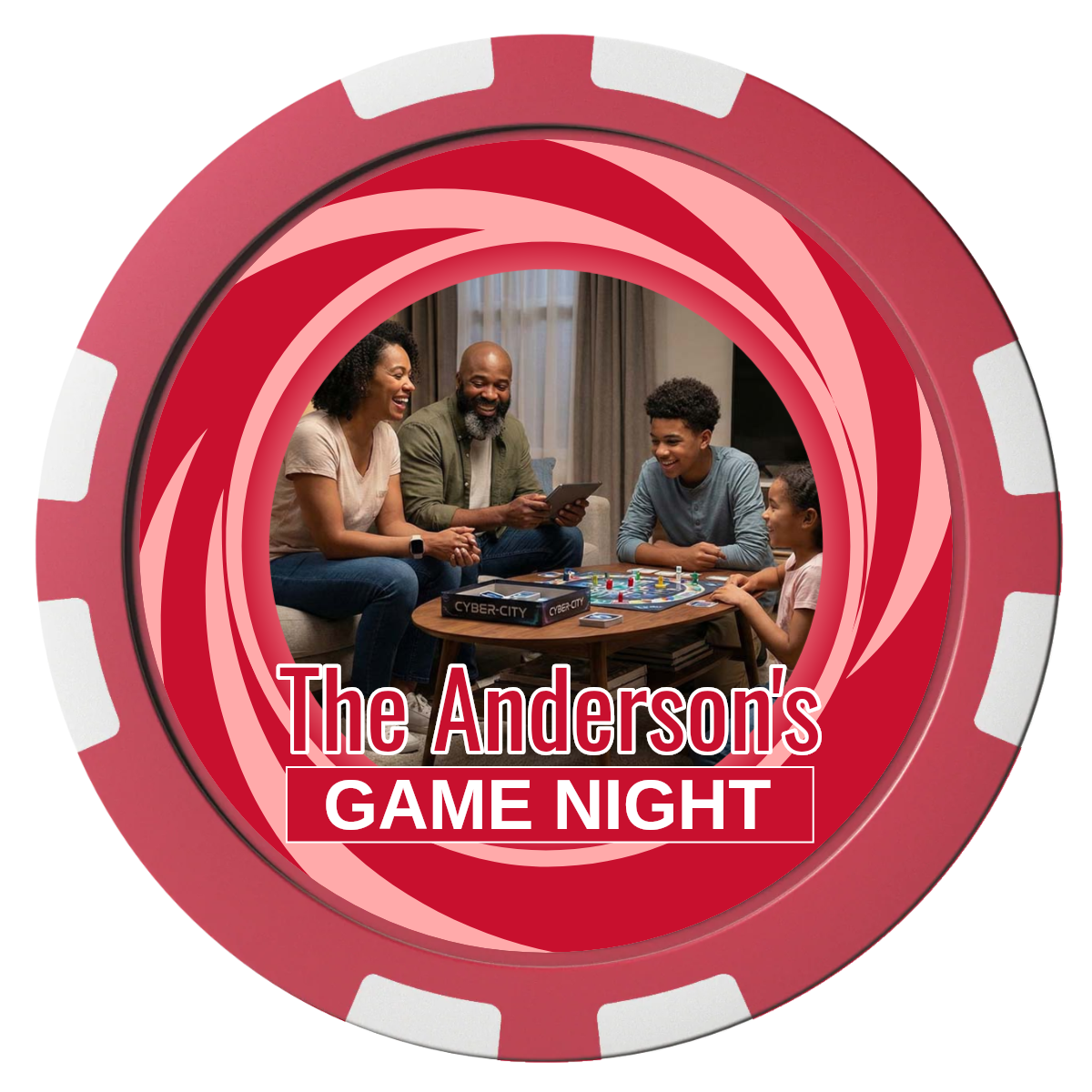 Anderson's Game Night Composite Poker Chips - Red / 8 Stripe - Front