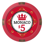 Monaco #001 Composite & Metal Hybrid Poker Chips - Red - Front