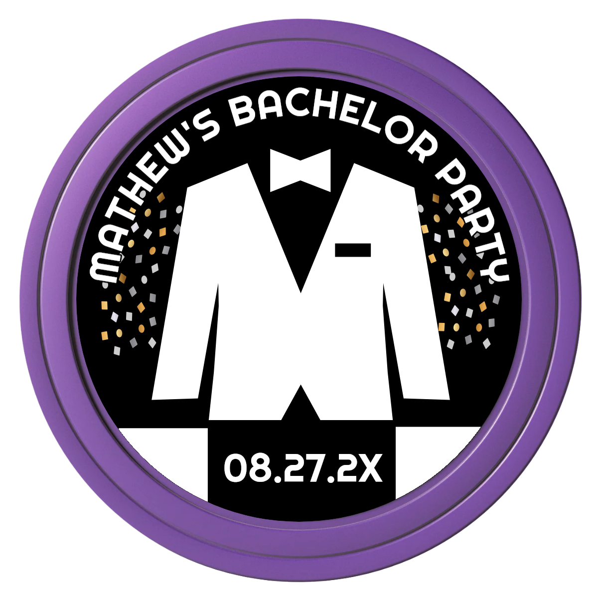 Bachelor No More Bowtie Composite Poker Chips - Purple / Solid - Front