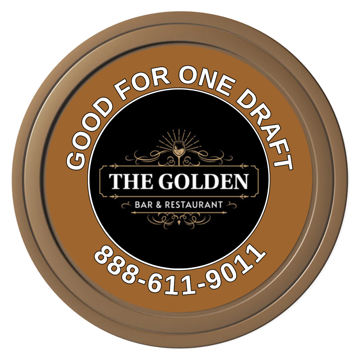 Branded Logo Bar Drink Token Composite Poker Chips - Brown / Solid - Front