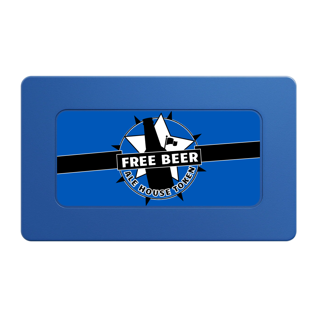 Free Beer Drink Rectangular Poker Chip Plaques - Blue - Front