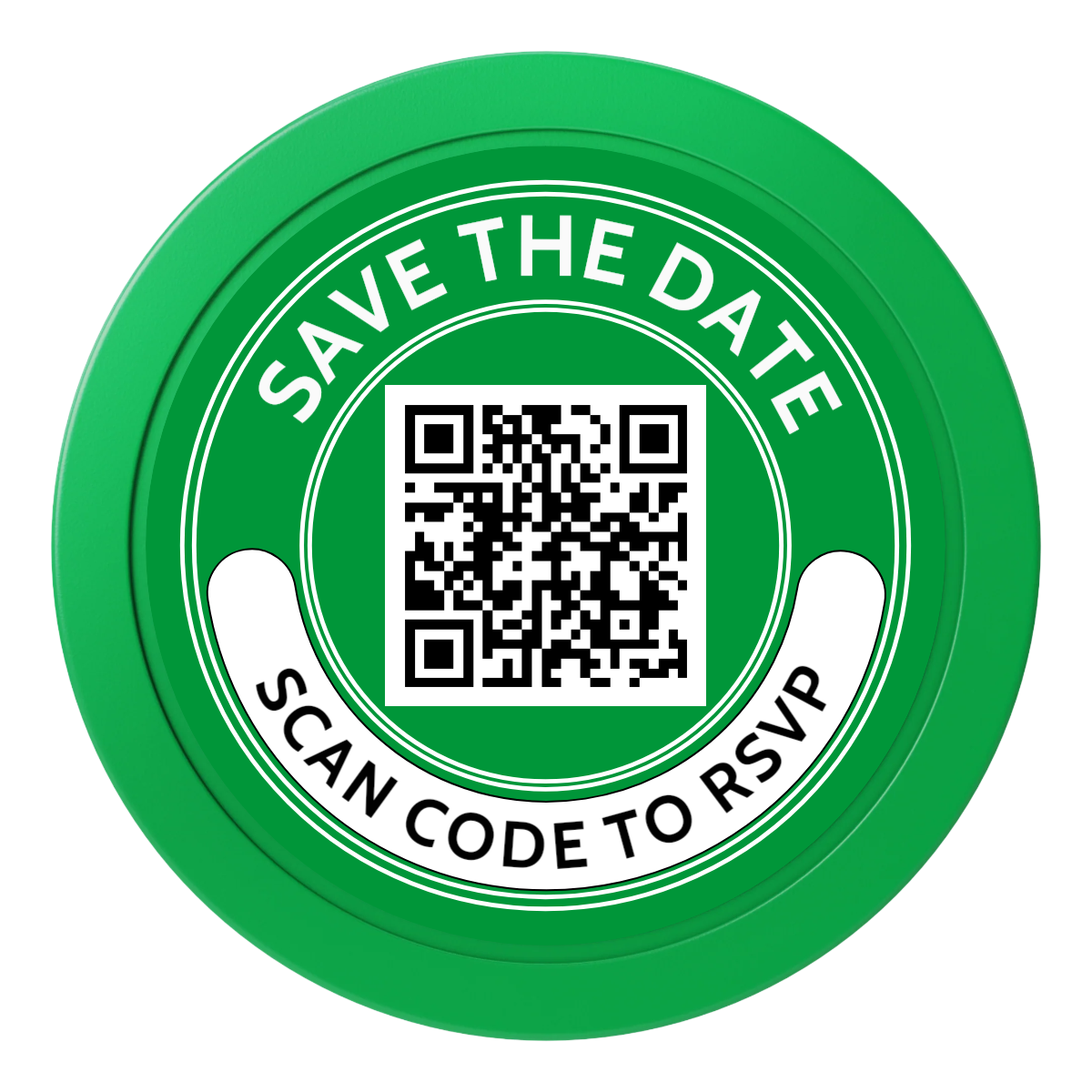 Save the Date Photo QR Code 2" Oversized Poker Chips - Green - Back