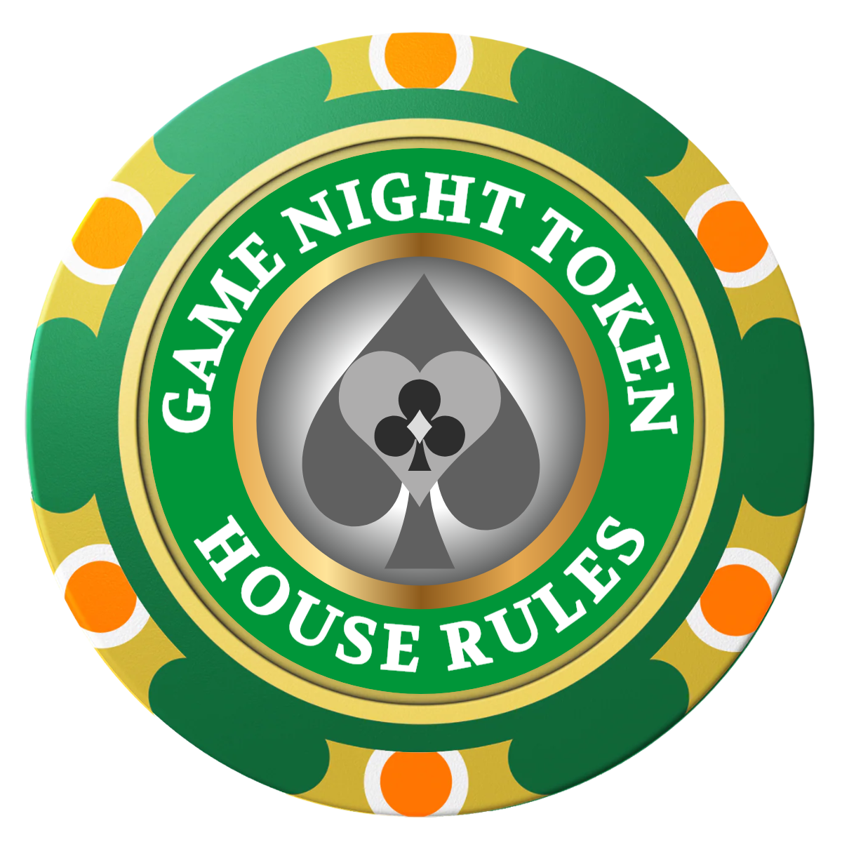 Stacked Suits Clay Poker Chips - Green / Monte Carlo / 40mm - Front