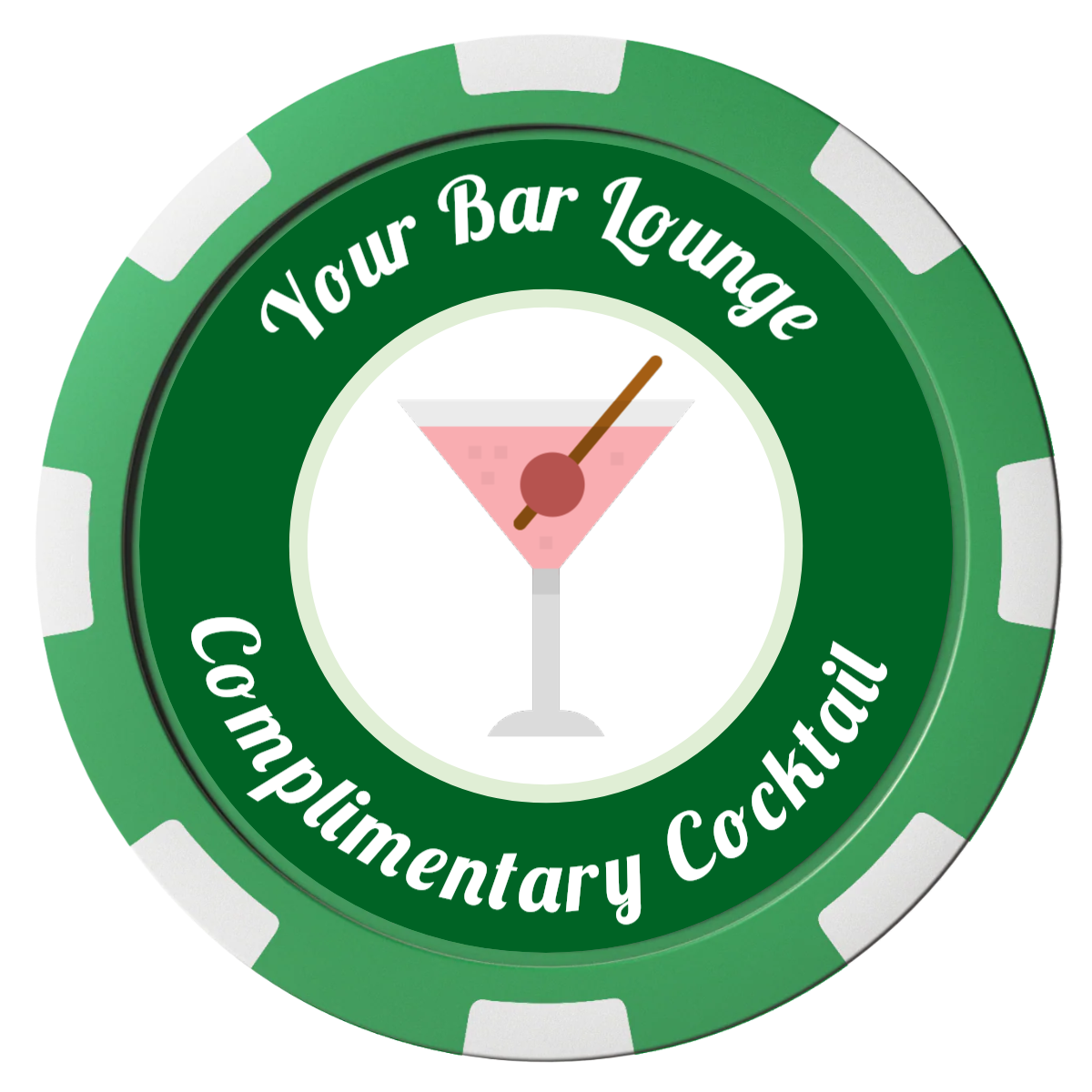 Fancy Drink Composite Poker Chips - Green / 8 Spot - Front