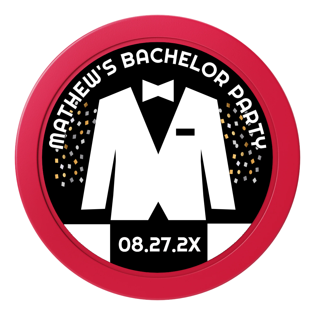 Bachelor No More Bowtie 2" Oversized Poker Chips - Red - Front