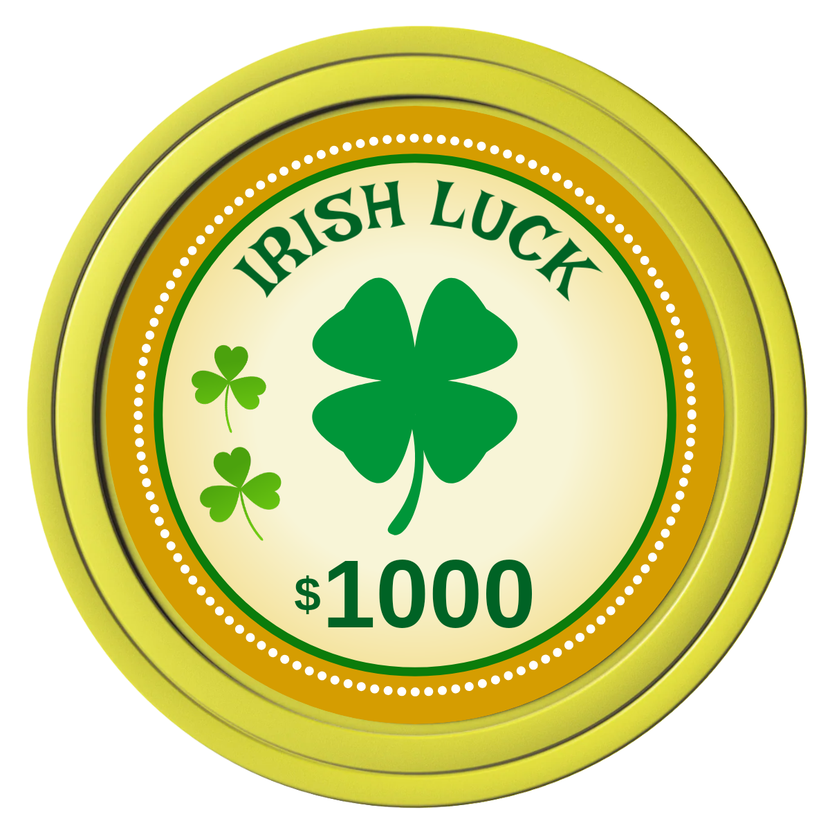 Irish Luck Composite Poker Chips - Yellow / Solid - Front