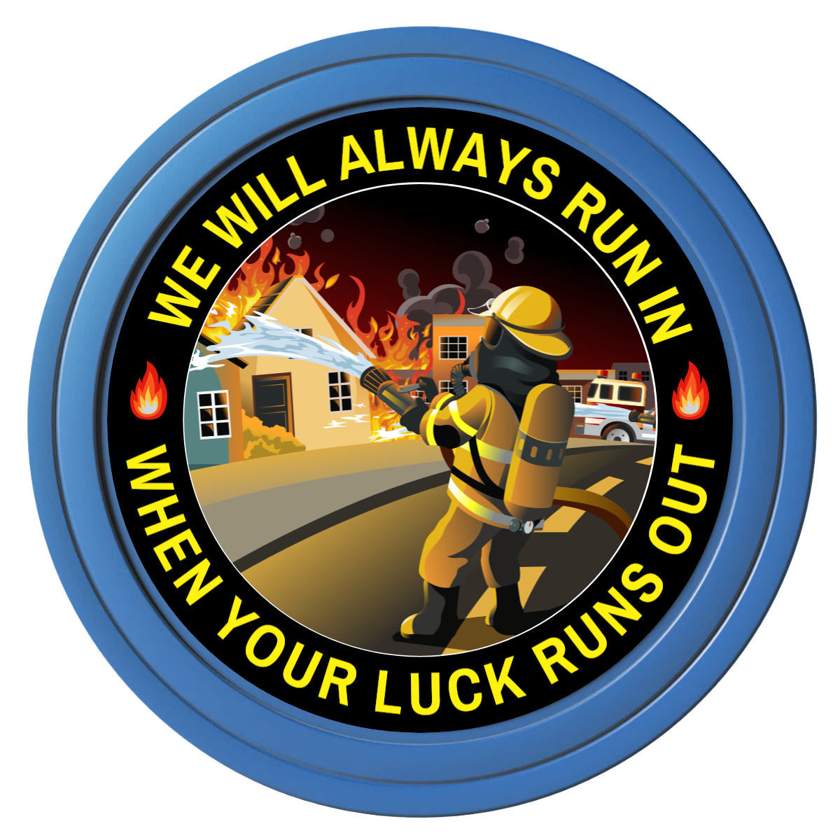 Firefighter Maltese Cross Composite Poker Chips - Blue / Solid - Front