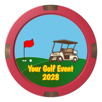 Going Golfing Today Composite & Metal Hybrid Poker Chips - Red - Front