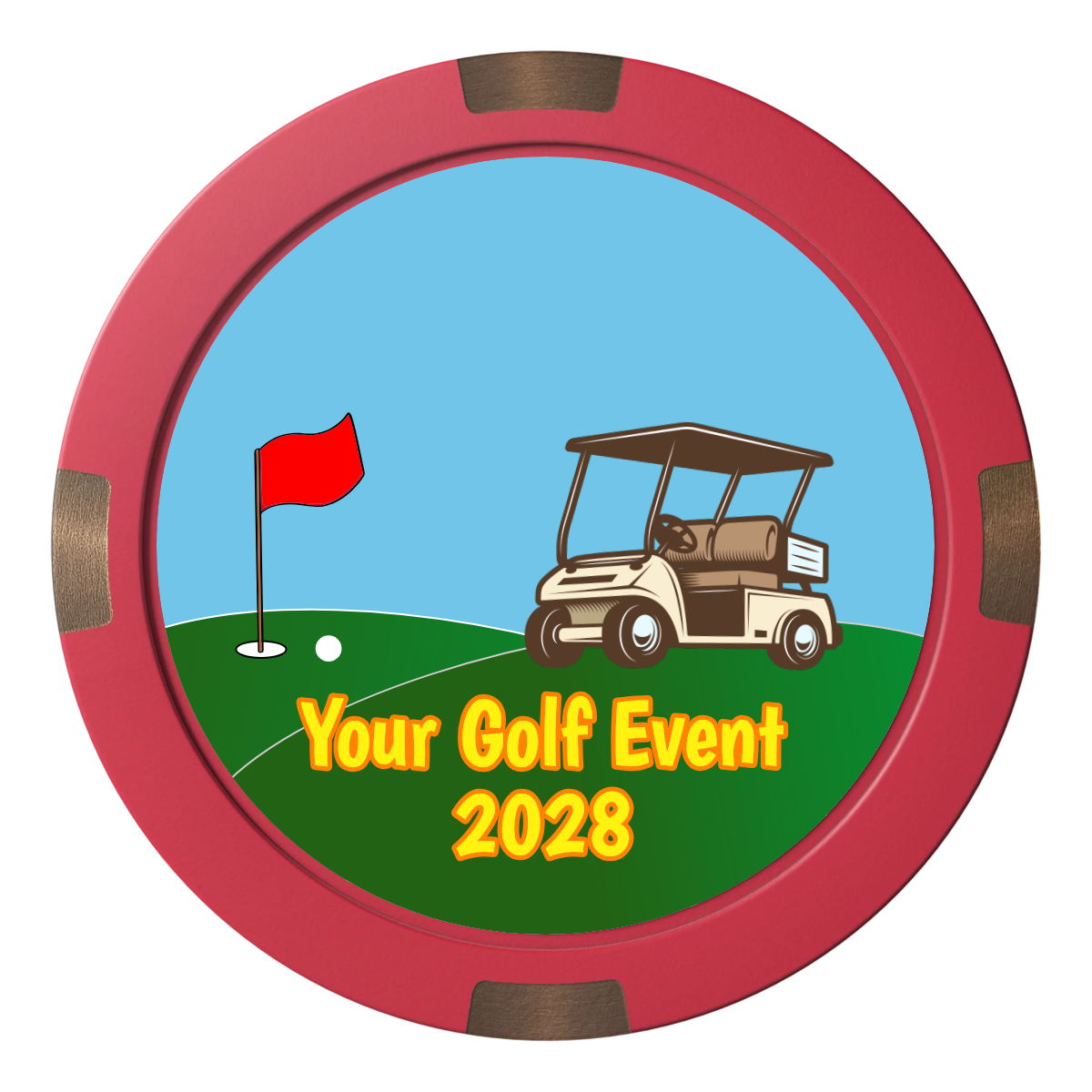 Going Golfing Today Composite & Metal Hybrid Poker Chips - Red - Front