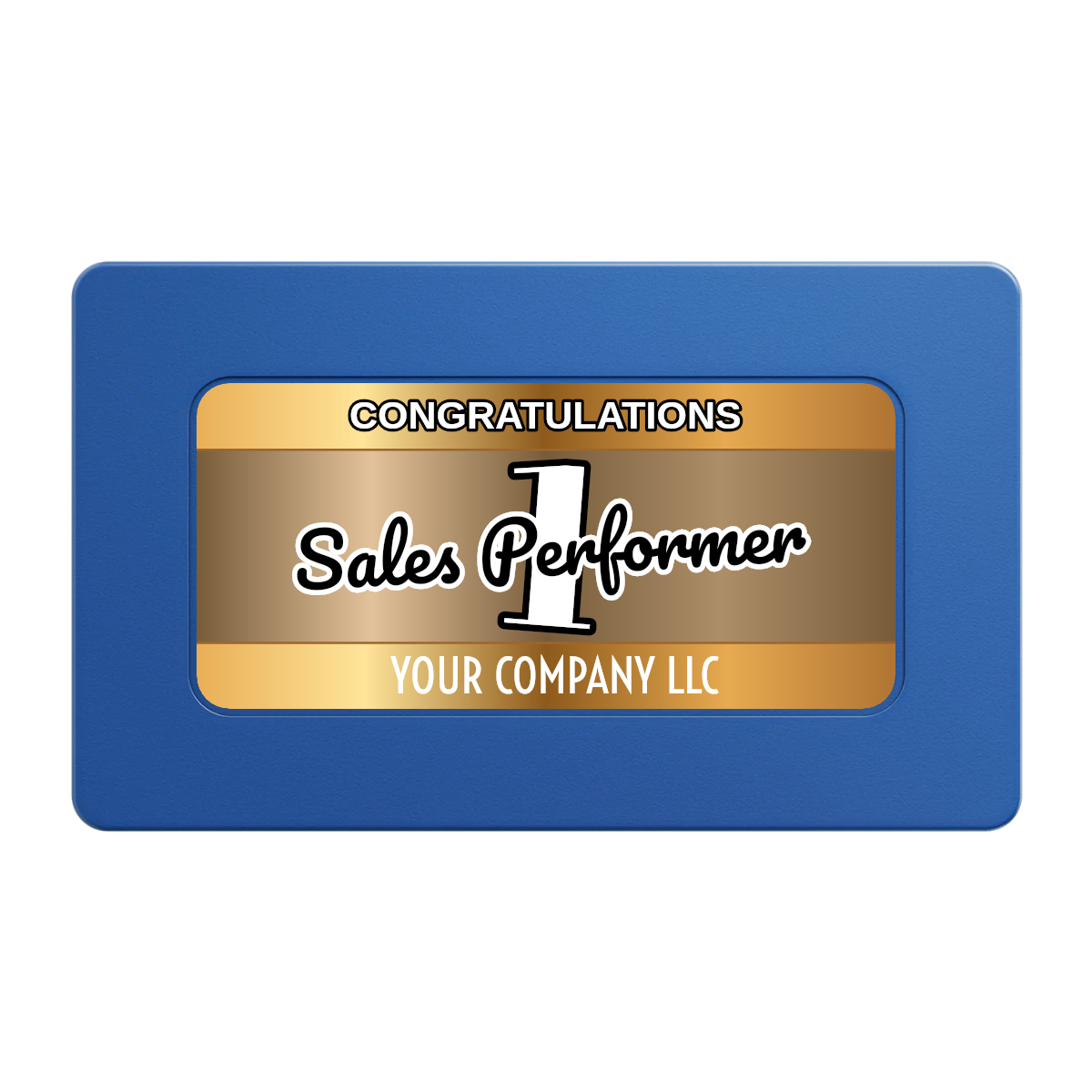 Top Sales Performer Rectangular Poker Chip Plaques - Blue - Front