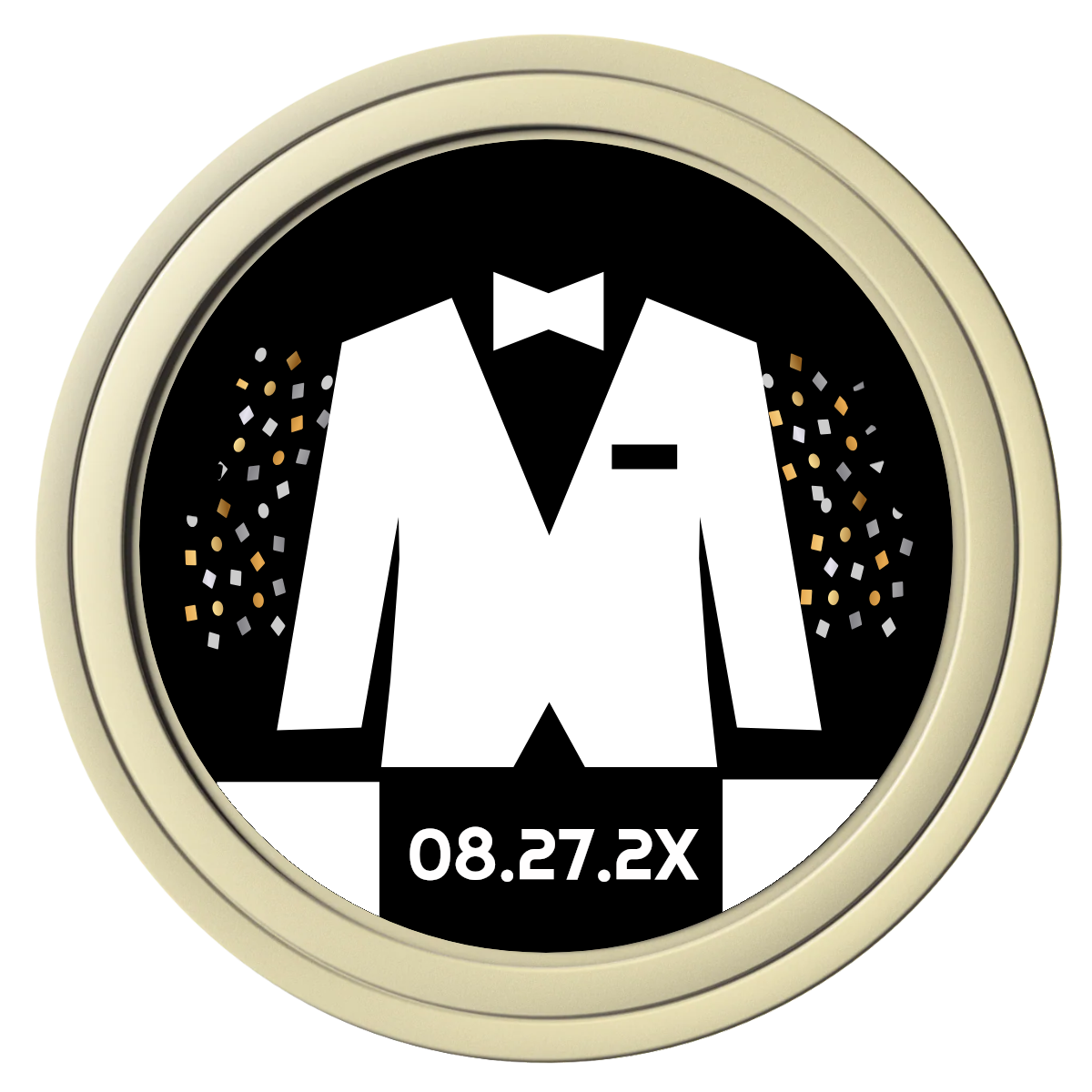 Bachelor No More Bowtie Composite Poker Chips - Ivory / Solid - Front