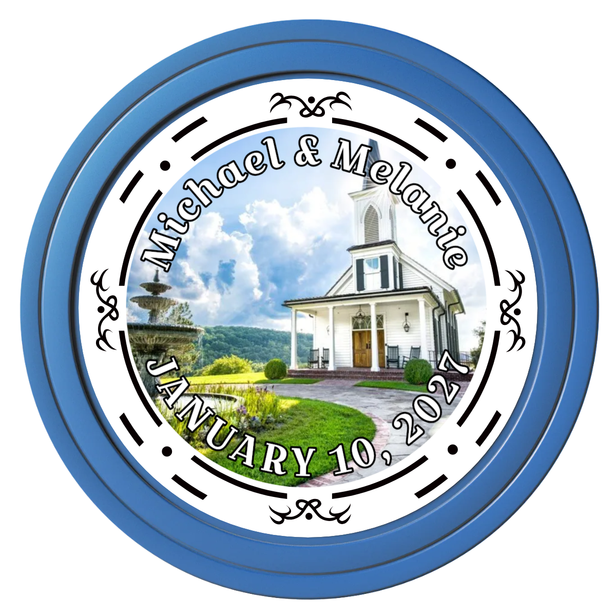 Save the Date Element Composite Poker Chips - Blue / Solid - Back