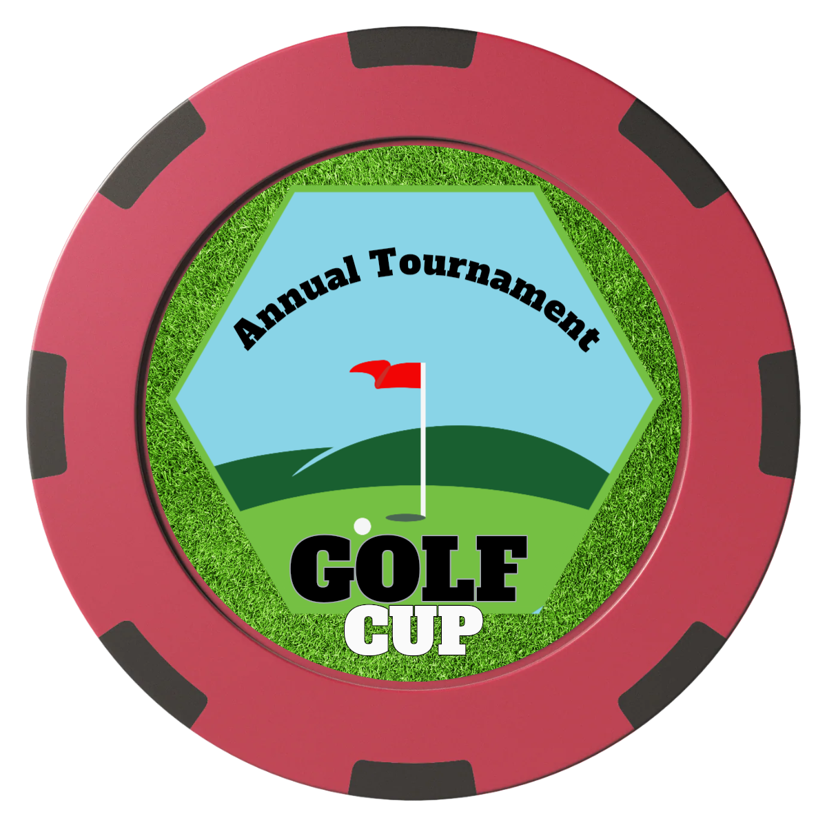 Golf Cup Clay Poker Chips - Red / 8 Spot (2 Tone) / 40mm - Front