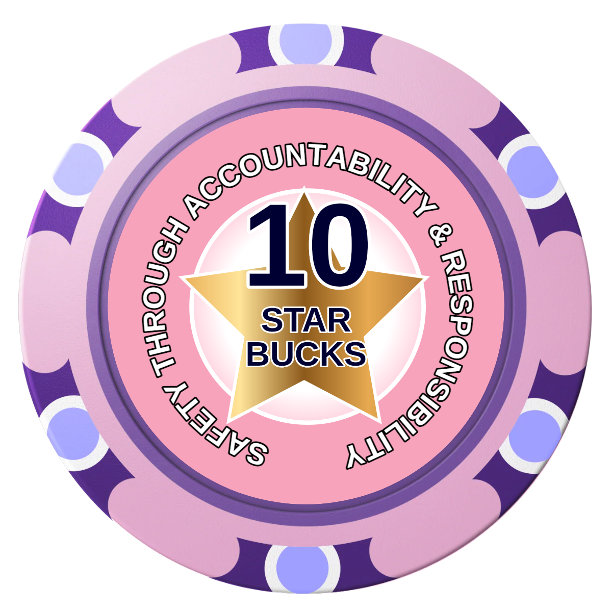 Safety Star Clay Poker Chips - Pink / Monte Carlo / 40mm - Front