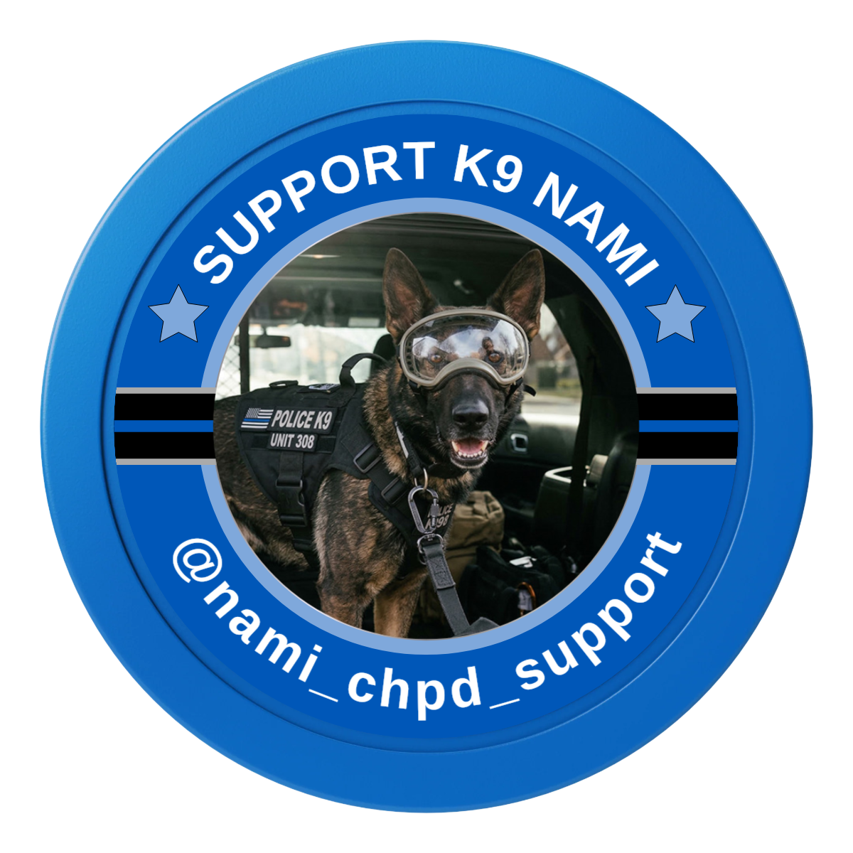 Police Department K9 #02 2" Oversized Poker Chips - Blue - Front