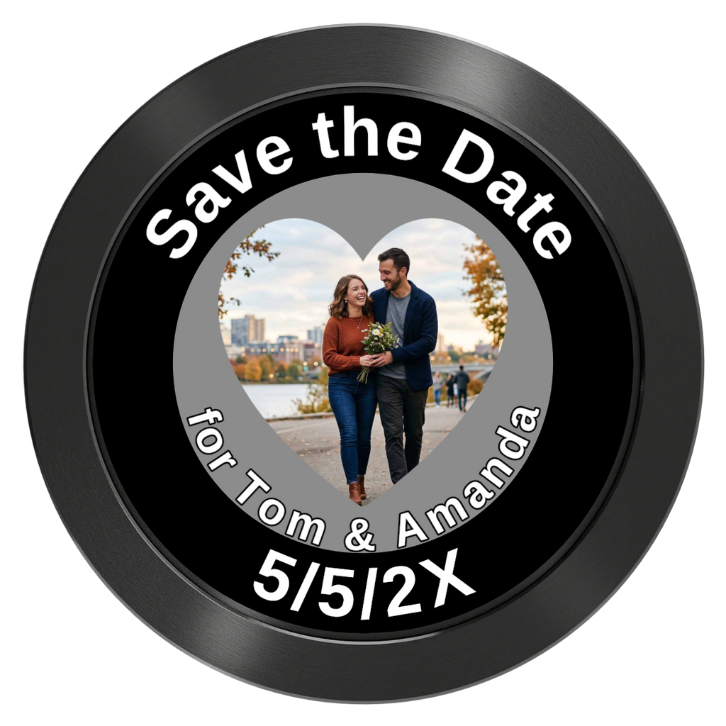 Save the Date #01 Aluminum Poker Chips - Black - Back