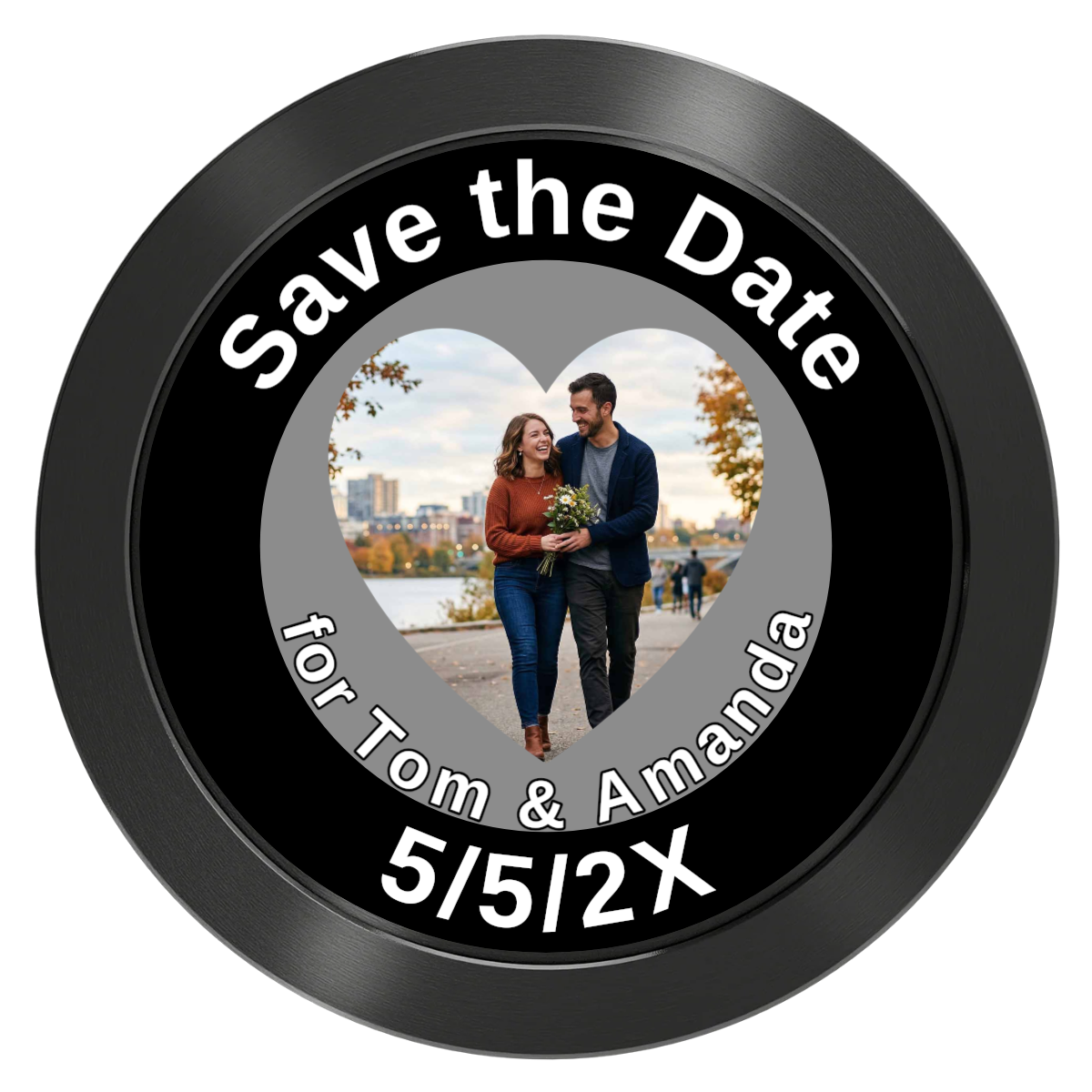 Save the Date #01 Aluminum Poker Chips - Black - Back