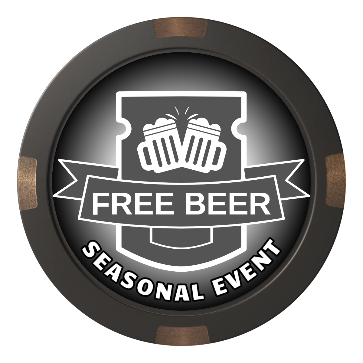 Craft Beer #001 Composite & Metal Hybrid Poker Chips - Black - Front