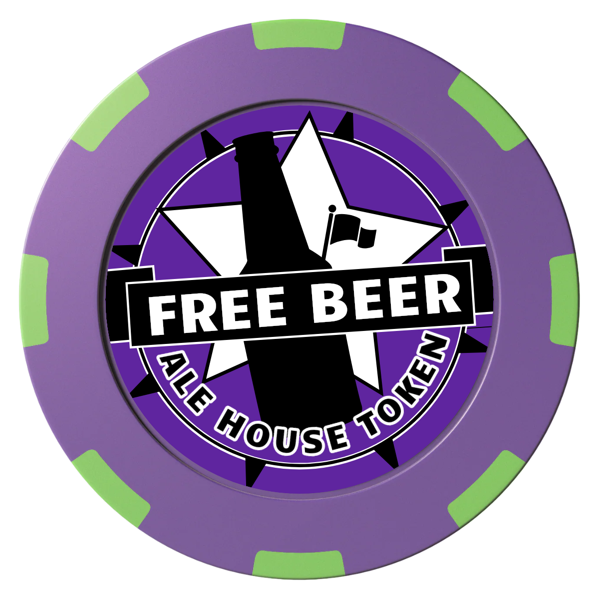 Free Beer Drink Clay Poker Chips - Purple / 8 Spot (2 Tone) / 40mm - Front