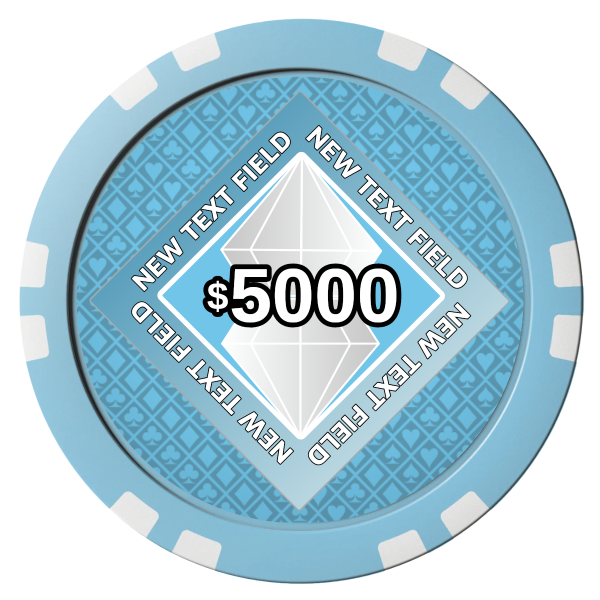 Diamond in the Rough Composite Poker Chips - Light Blue / Double Stripe - Front
