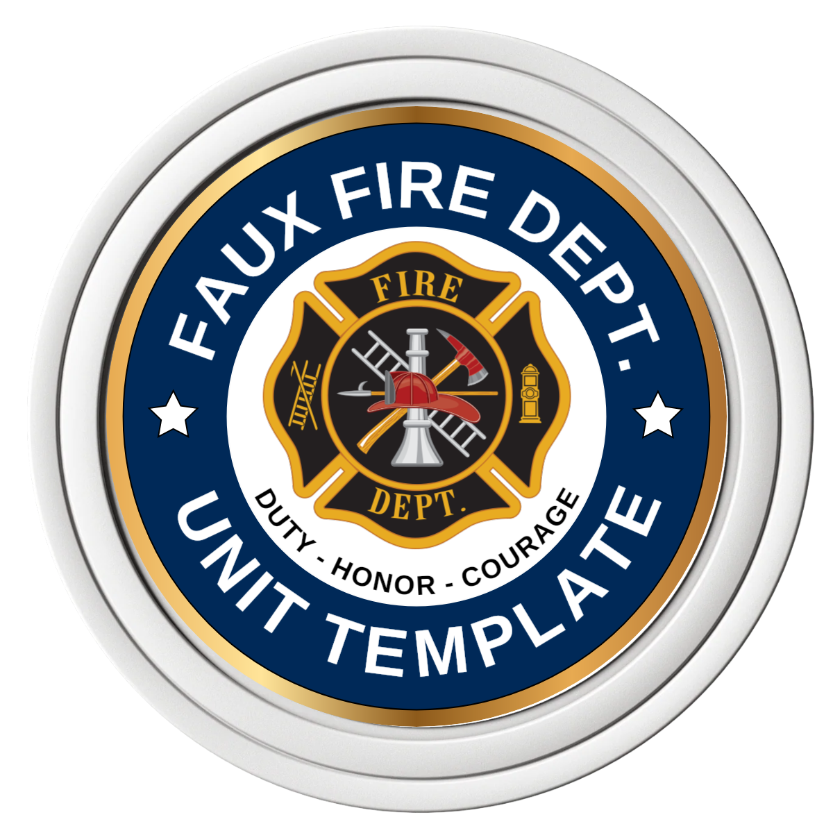 Faux Fire Dept. #01 Composite Poker Chips - White / Solid - Front