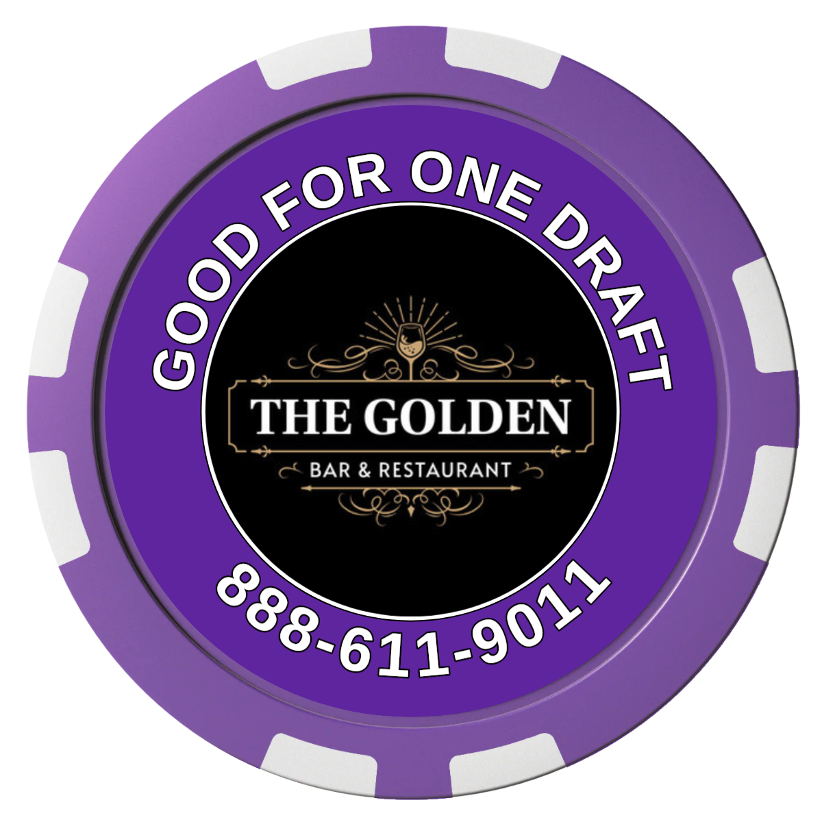Branded Logo Bar Drink Token Composite Poker Chips - Purple / 8 Stripe - Front