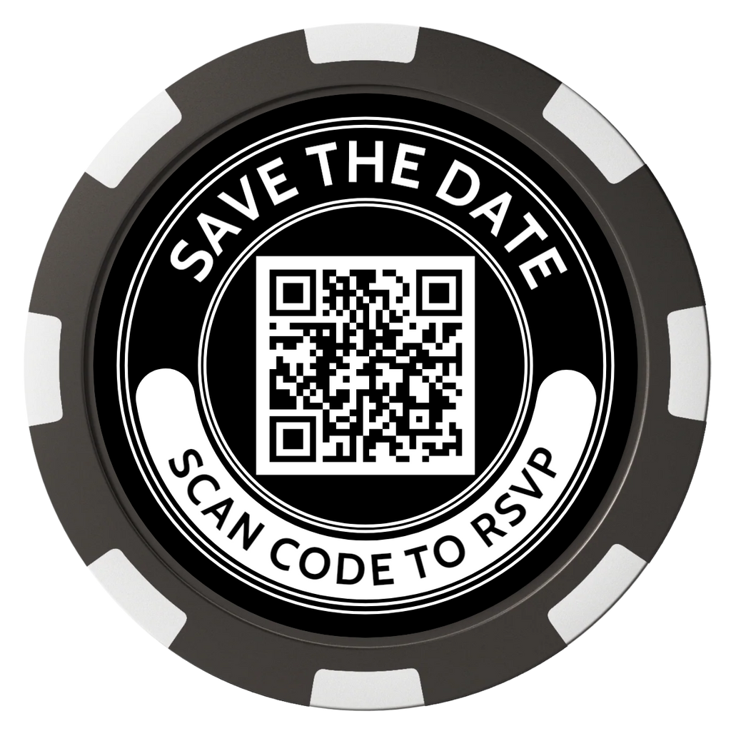 Save the Date Photo QR Code Magnetic Composite Poker Chips - Black / 8 Spot - Back