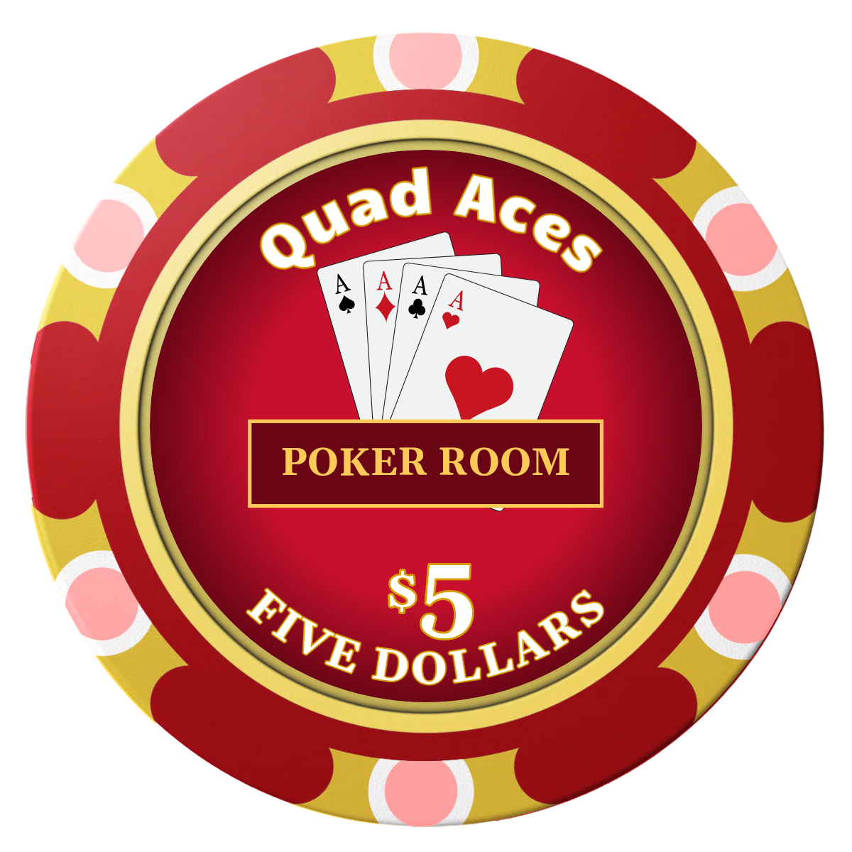 Quad Aces Clay Poker Chips - Red / Monte Carlo / 40mm - Front