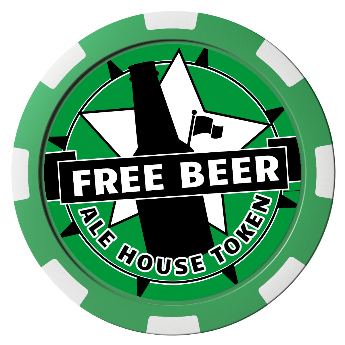 Free Beer Drink Composite Poker Chips - Green / 8 Spot - Front