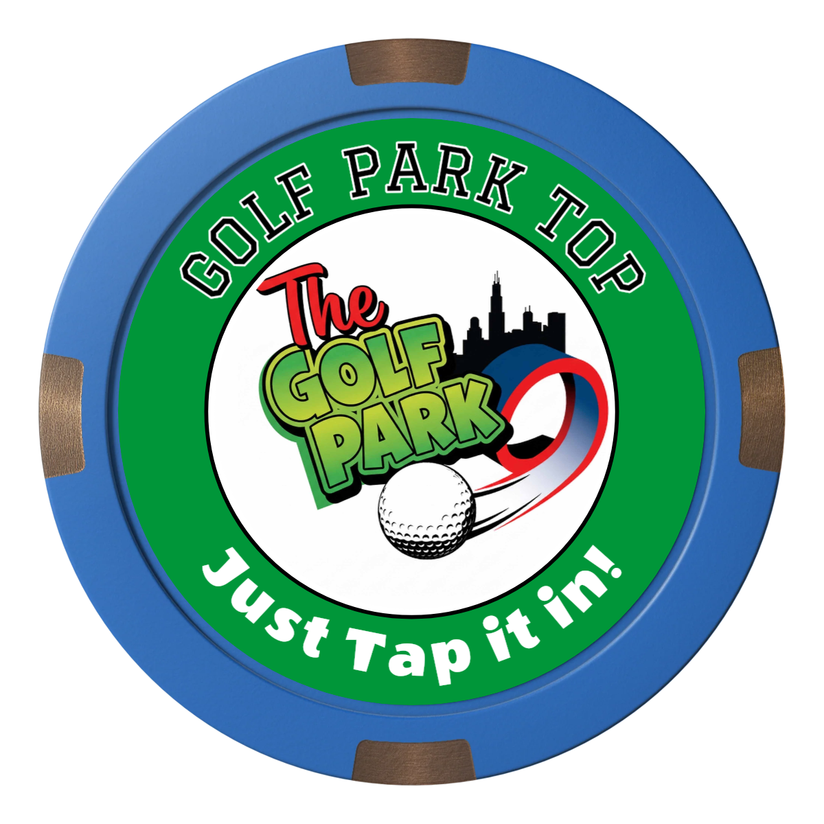 Golf Slogan Composite & Metal Hybrid Poker Chips - Blue - Back