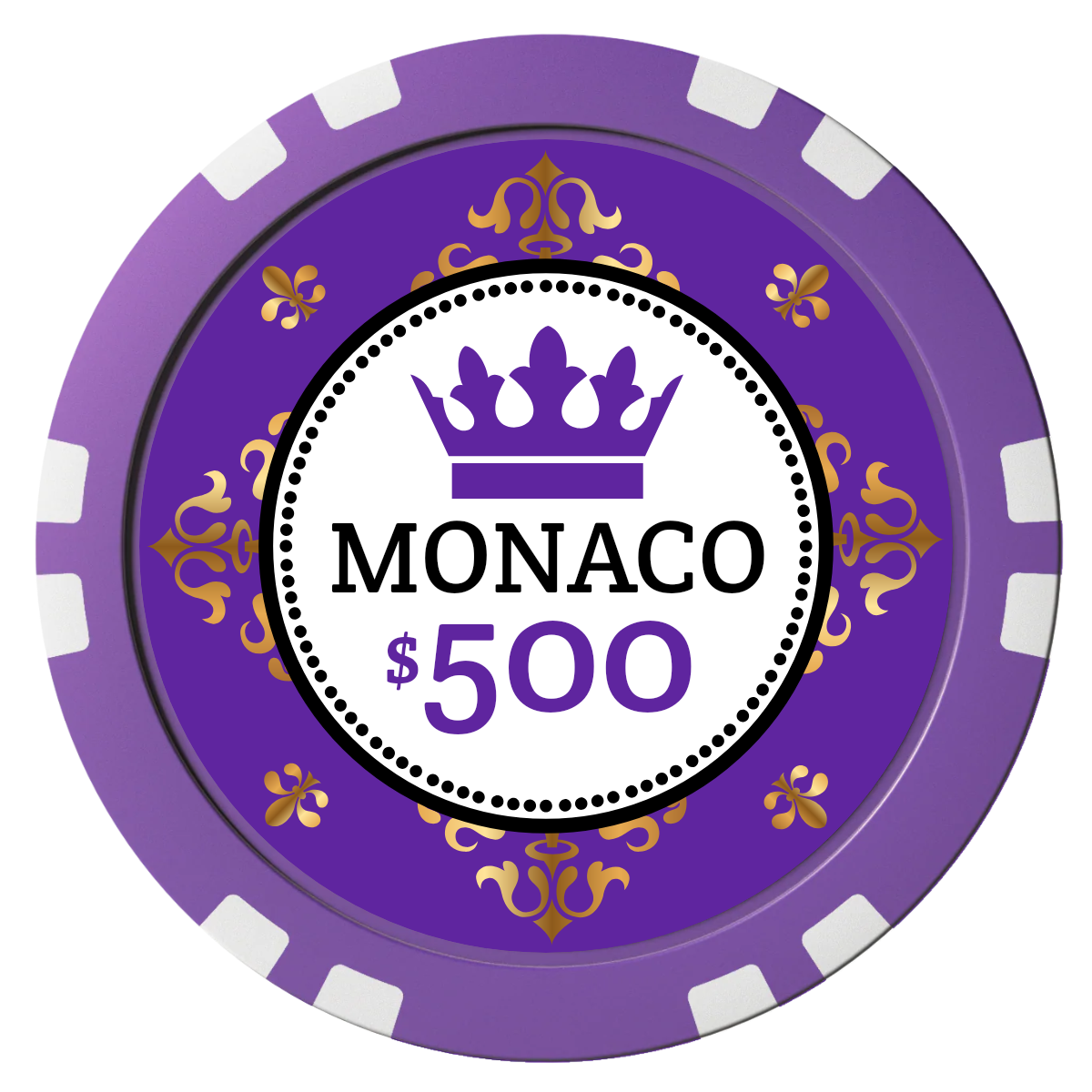 Monaco #001 Composite Poker Chips - Purple / Double Stripe - Front