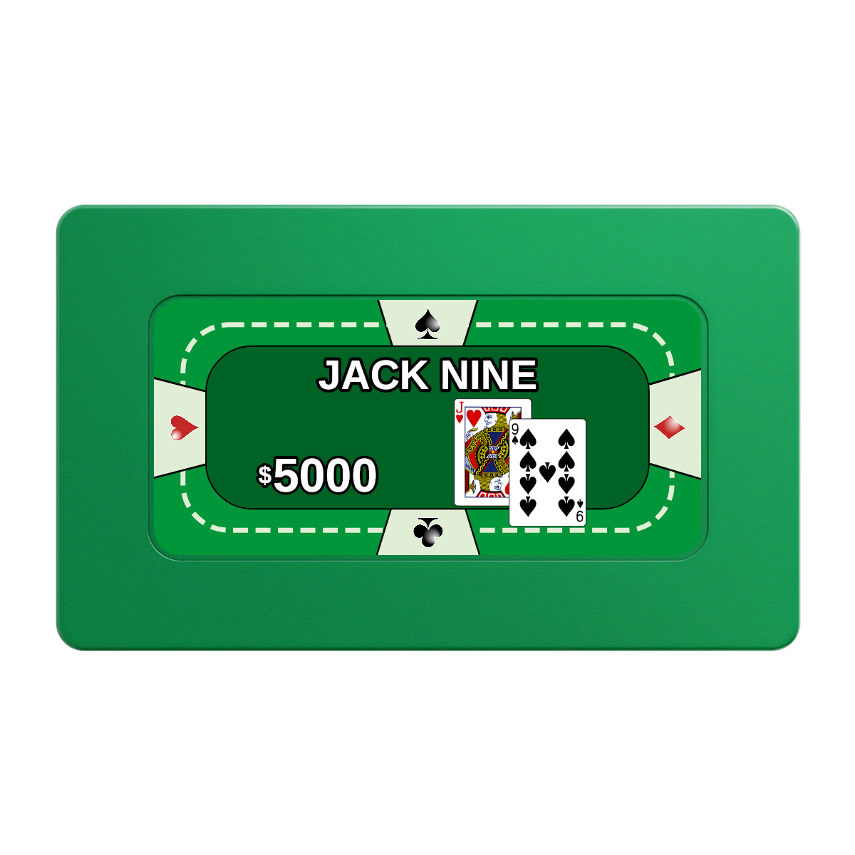 Jack Nine Card Room Rectangular Poker Chip Plaques - Green - Front