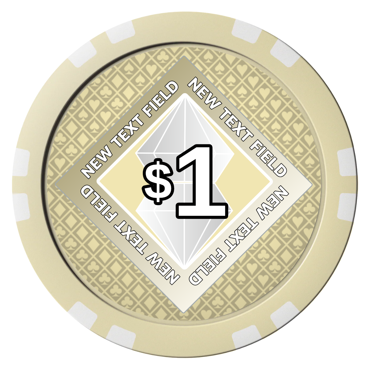 Diamond in the Rough Composite Poker Chips - Ivory / Double Stripe - Front