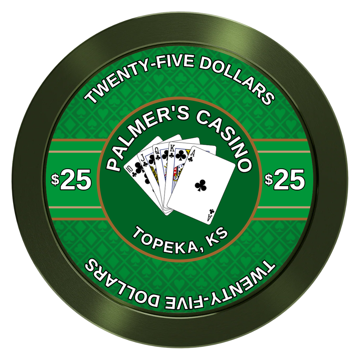 Palmer's Casino Aluminum Poker Chips - Green - Front