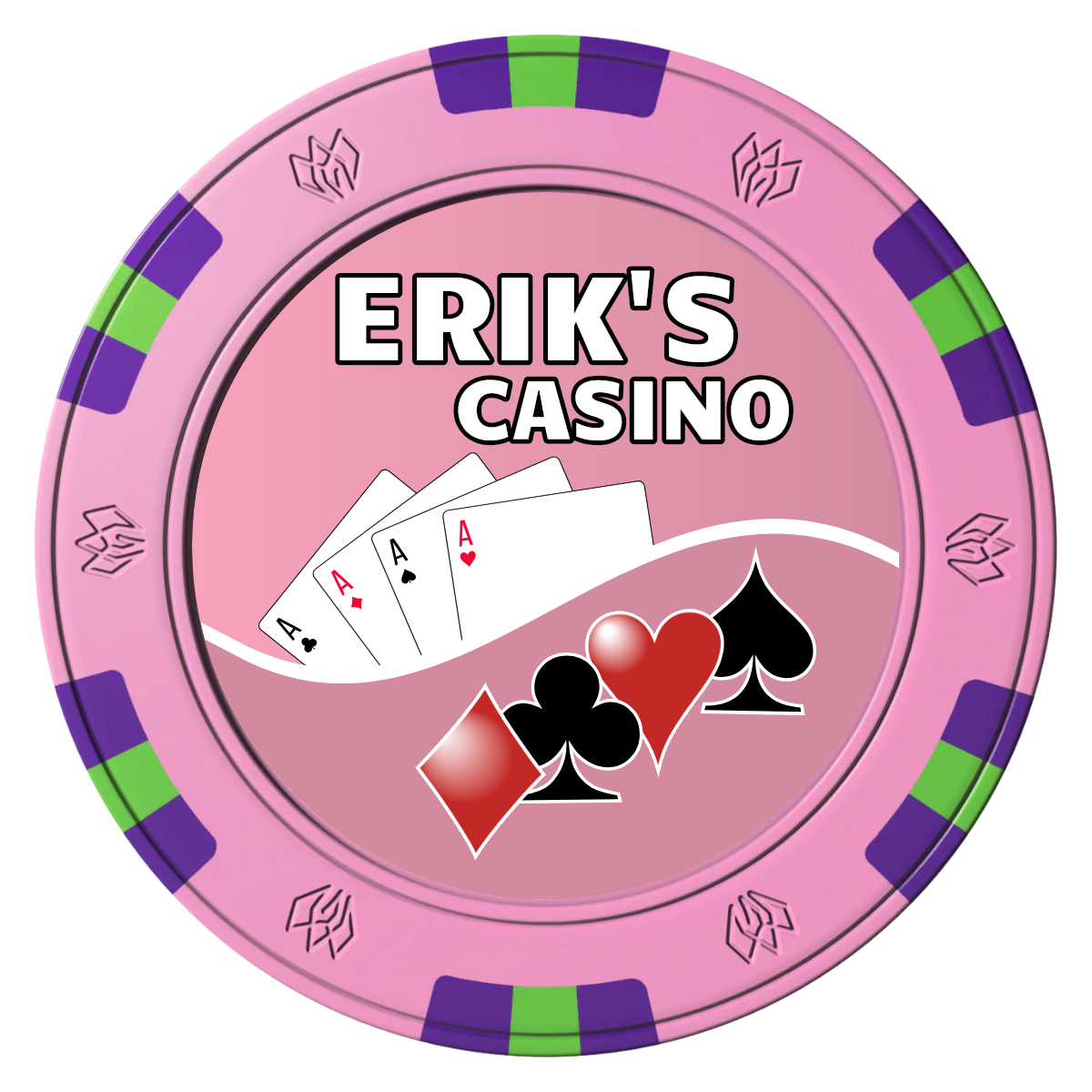 Erik's Casino Clay Poker Chips - Pink / 6 Spot Gem / 40mm - Front