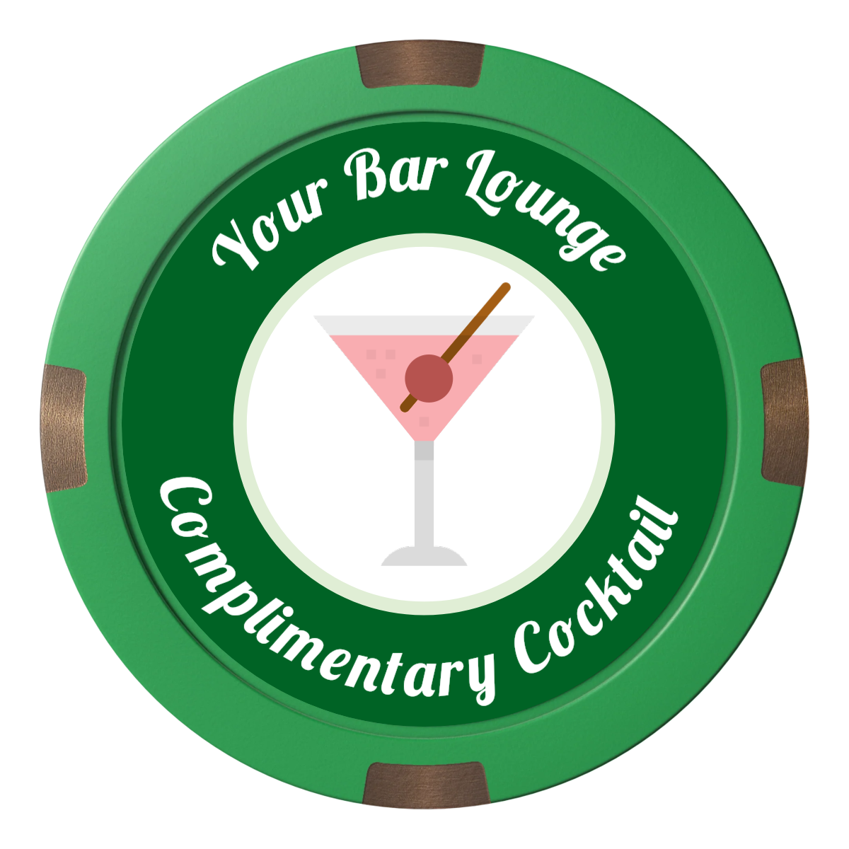 Fancy Drink Composite & Metal Hybrid Poker Chips - Green - Front