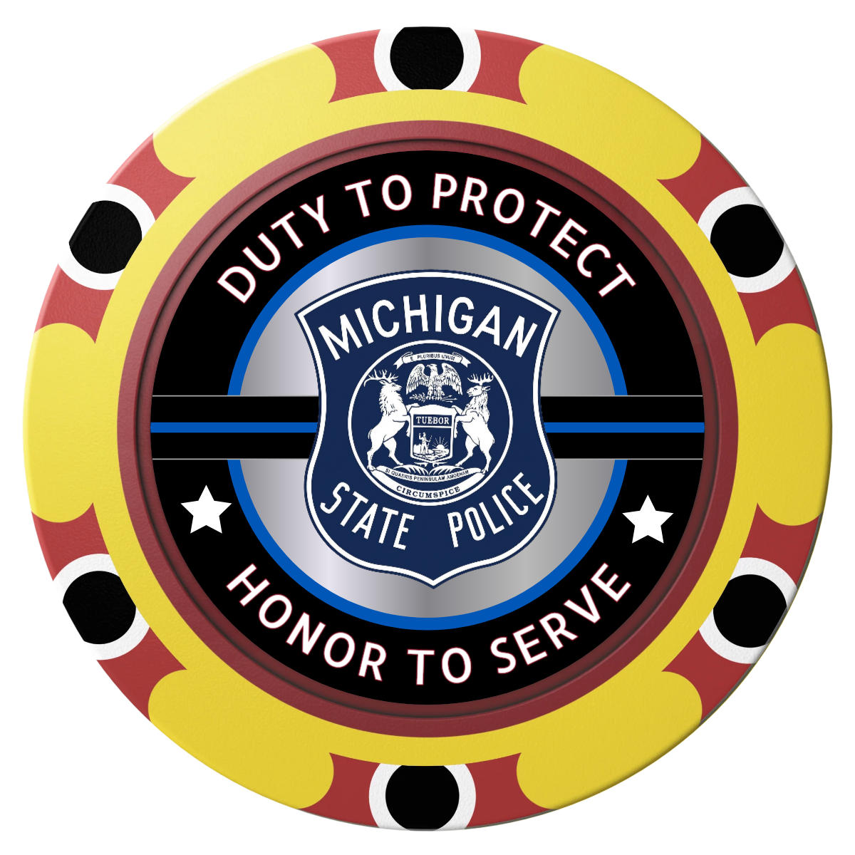 Police Department #01 Clay Poker Chips - Yellow / Monte Carlo / 40mm - Front