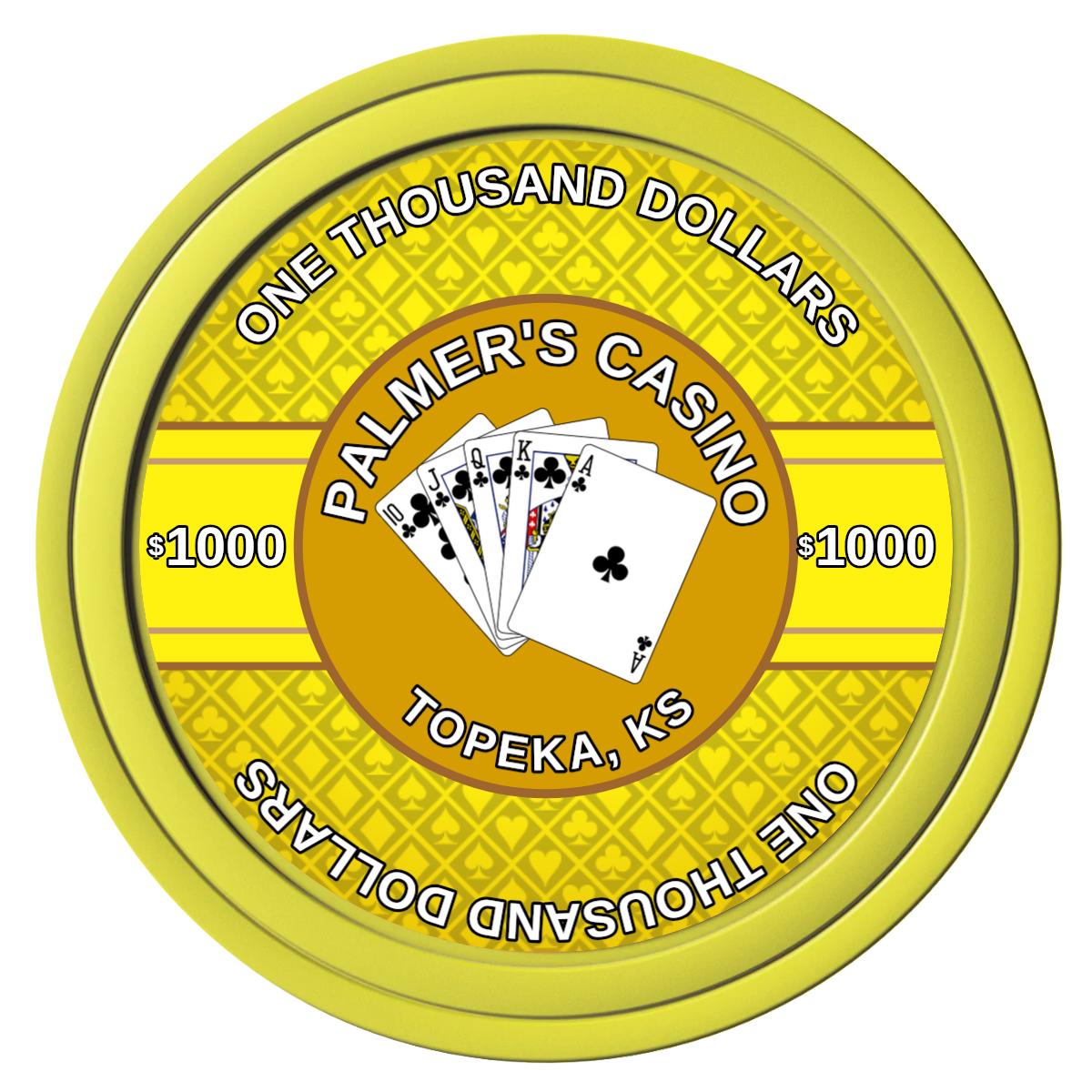 Palmer's Casino Composite Poker Chips - Yellow / Solid - Front