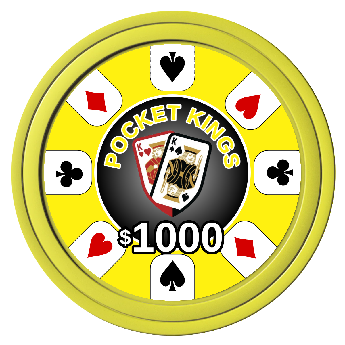 Pocket Kings Composite Poker Chips - Yellow / Solid - Front