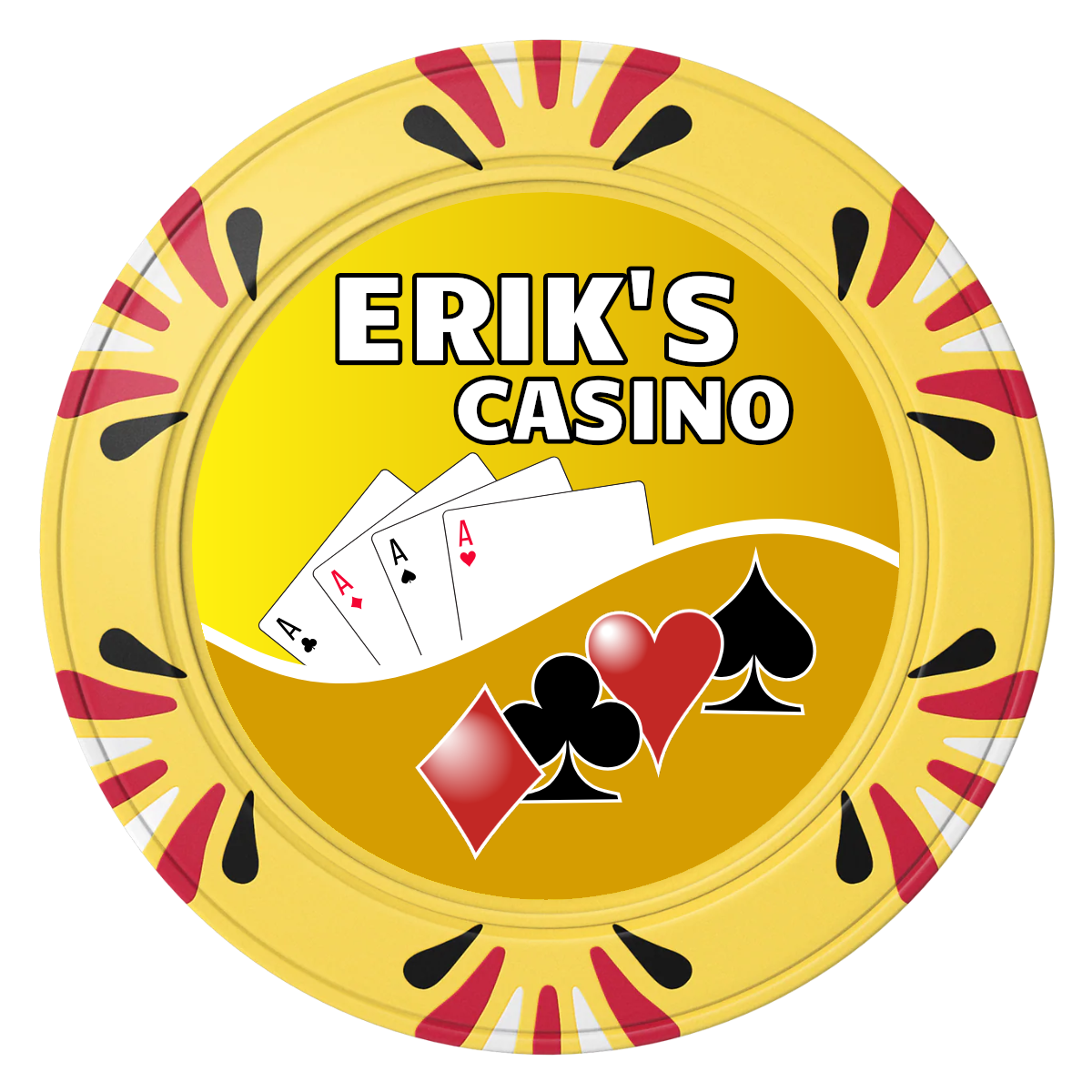 Erik's Casino Clay Poker Chips - Yellow / Macau / 40mm - Front