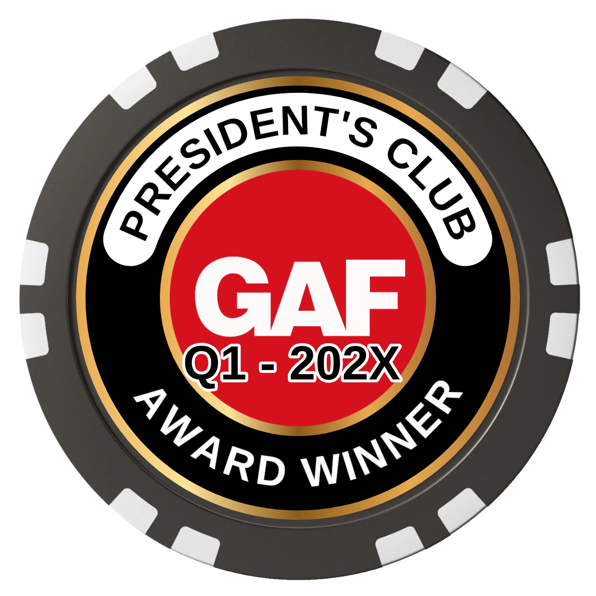 President's Club Composite Poker Chips - Black / Double Stripe - Front