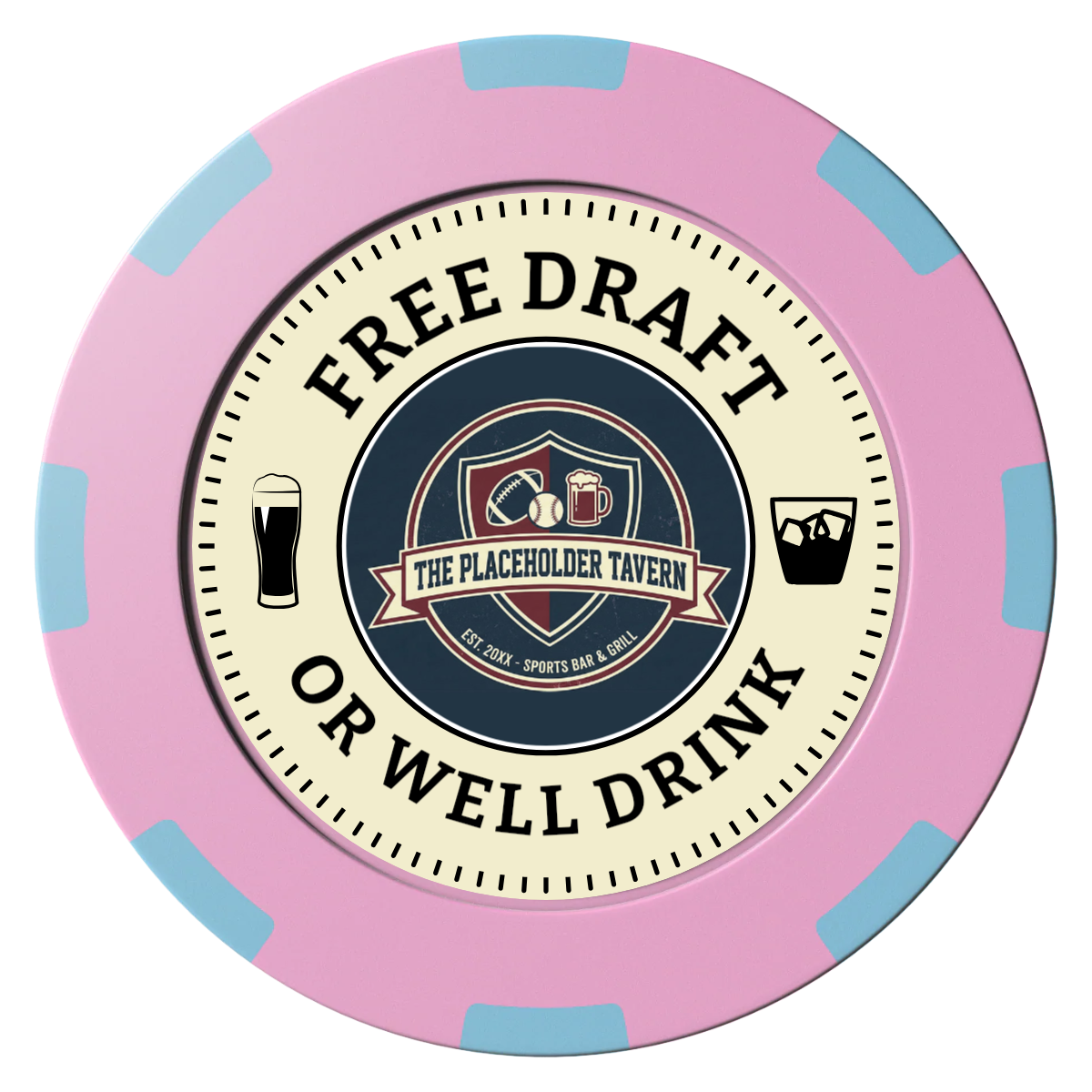 Beer Shop Clay Poker Chips - Pink / 8 Spot (2 Tone) / 40mm - Front