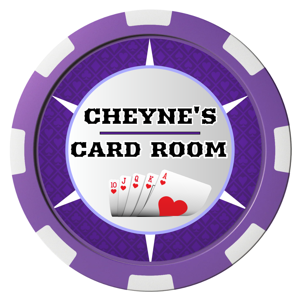Cheyne's Card Room Composite Poker Chips - Purple / 8 Spot - Front