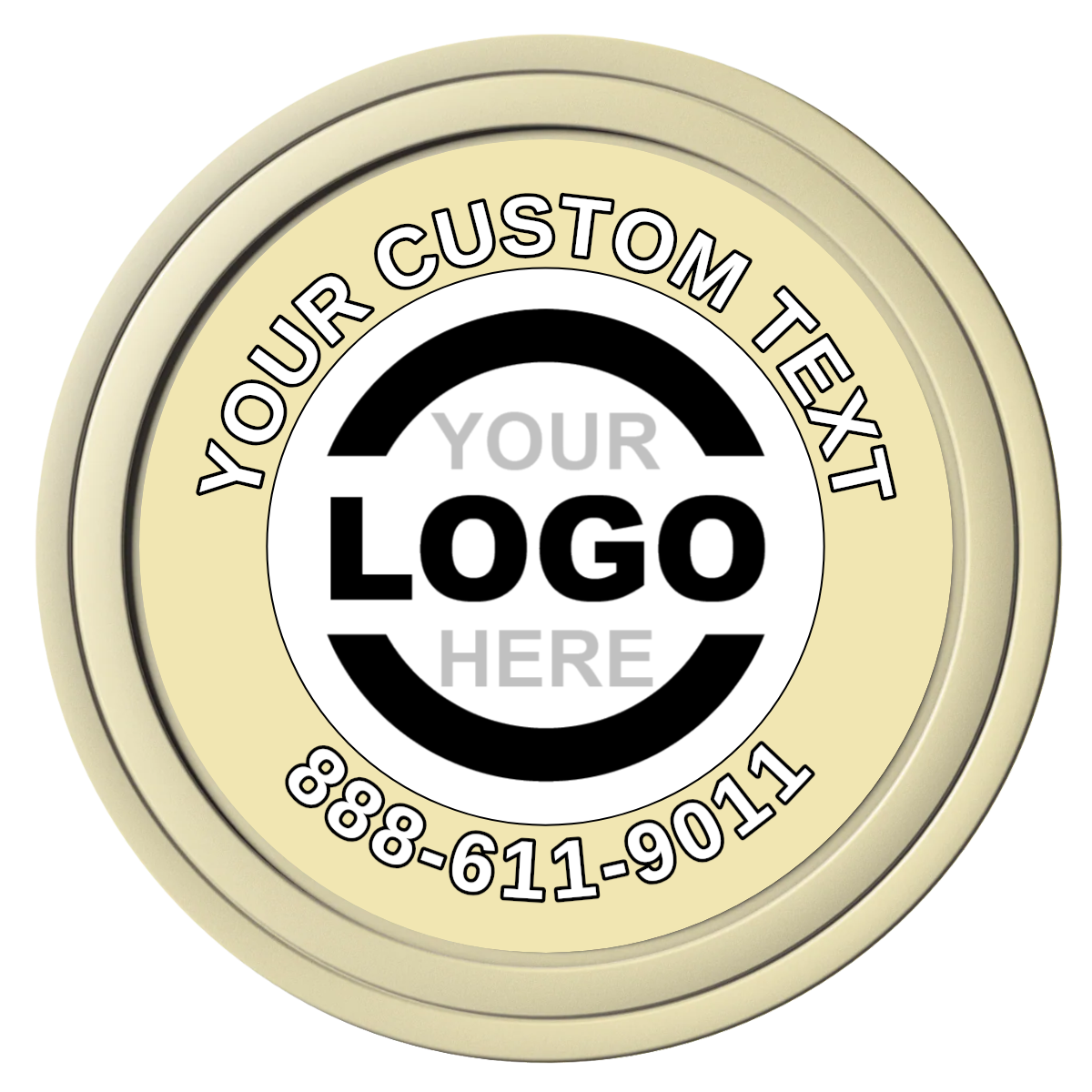 Branded Logo Composite Poker Chips - Ivory / Solid - Front