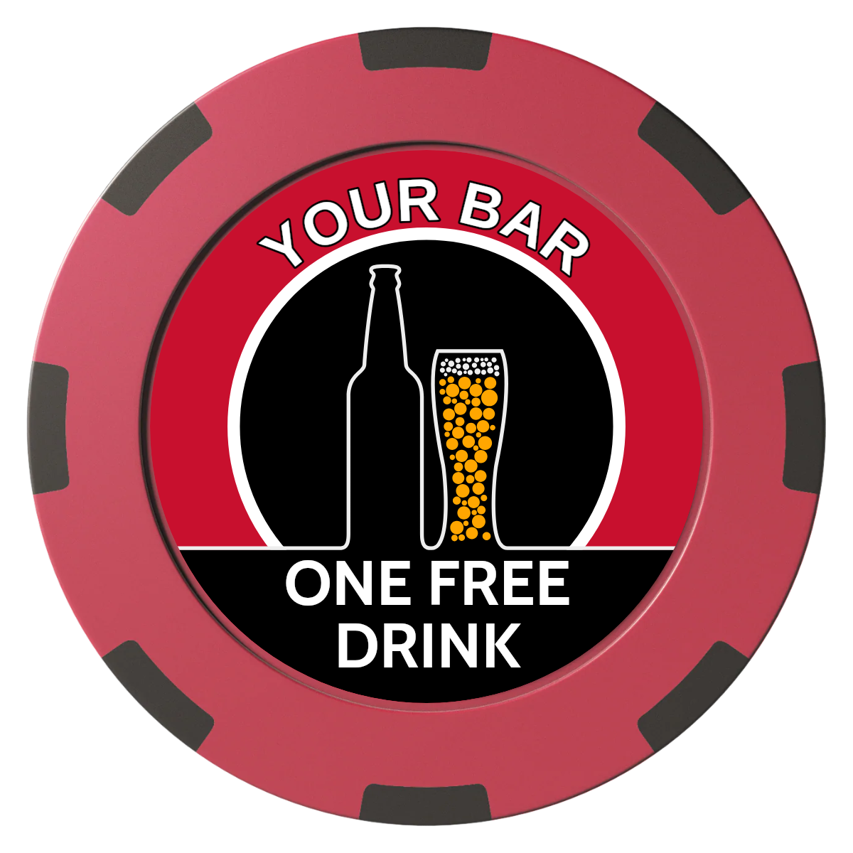 Beer and Glass Clay Poker Chips - Red / 8 Spot (2 Tone) / 40mm - Front