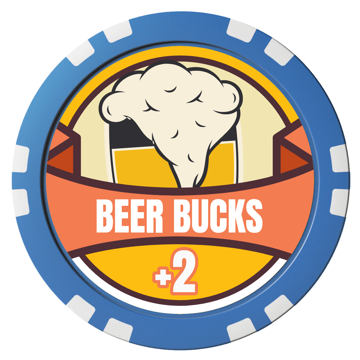 Banner Brew Composite Poker Chips - Blue / Double Stripe - Front